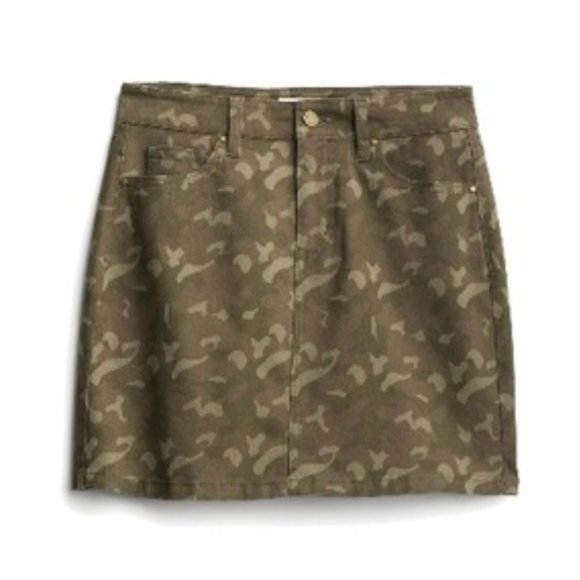 Market & Spruce Large Stitch Fix‎ Green Stretch Camo Camouflage Tandy Mini Skirt - Picture 1 of 5